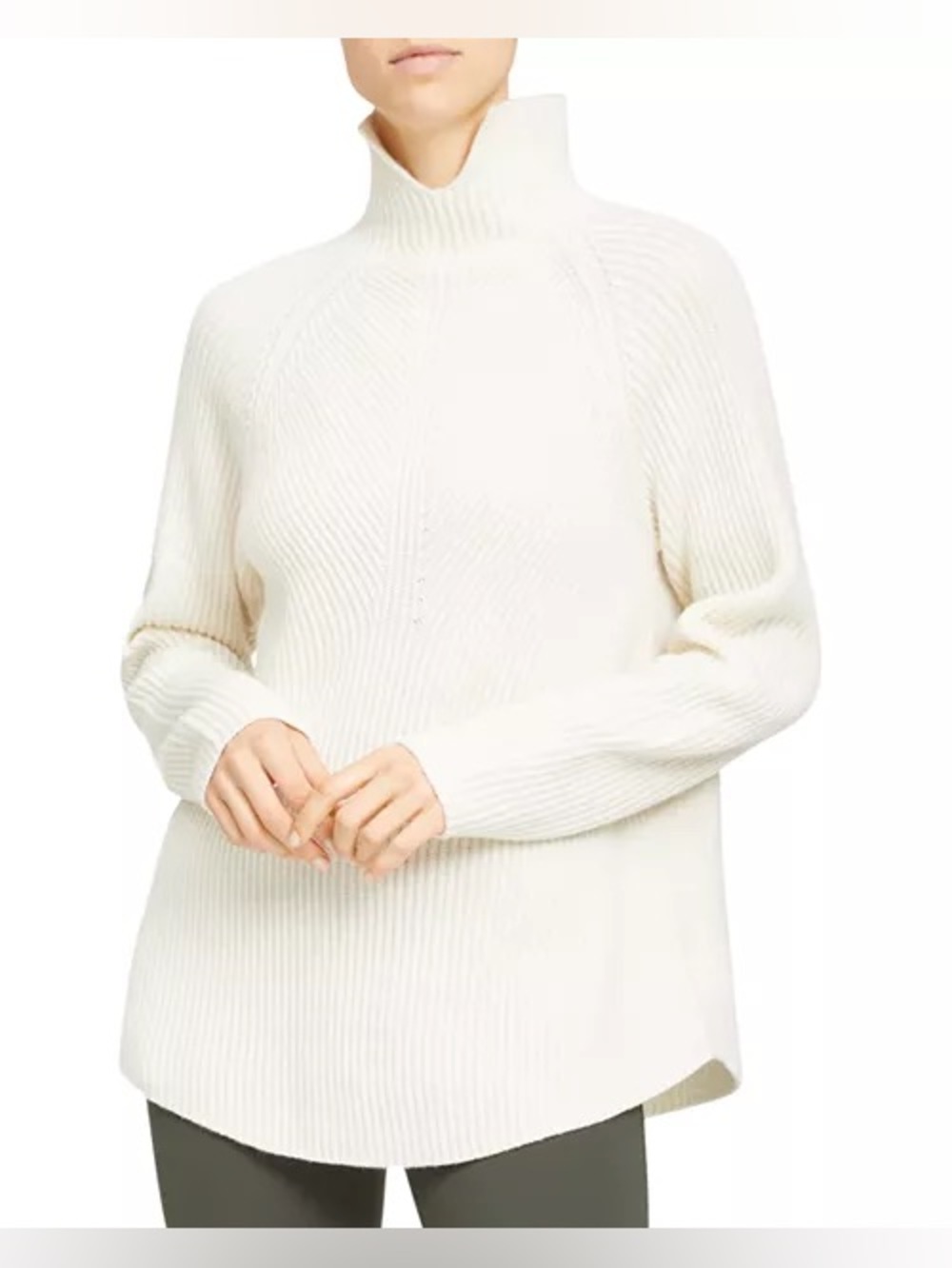 Vintage Style Theory White Ivory 100% Cashmere Luxury Knit High Neck XS Sweater